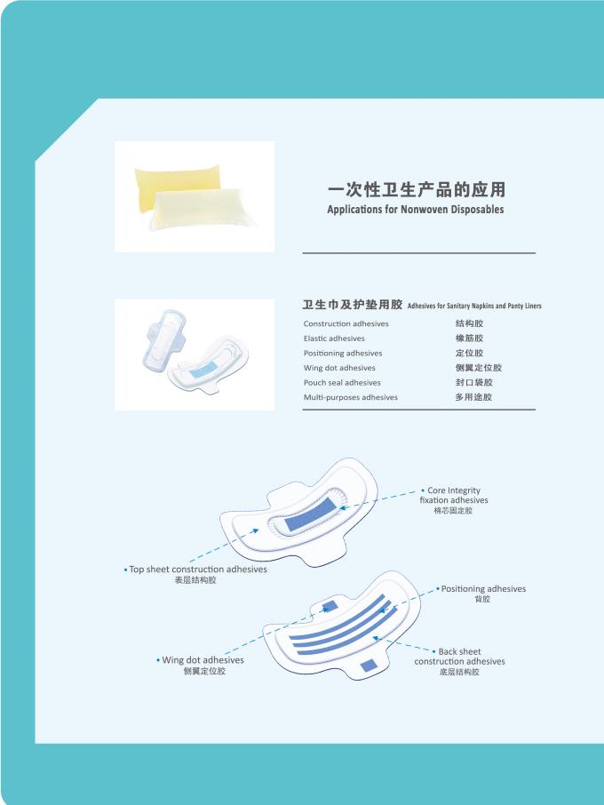 Упаковка подушки горячая плавит давление - чувствительный прилипатель для санитарной салфетки 0